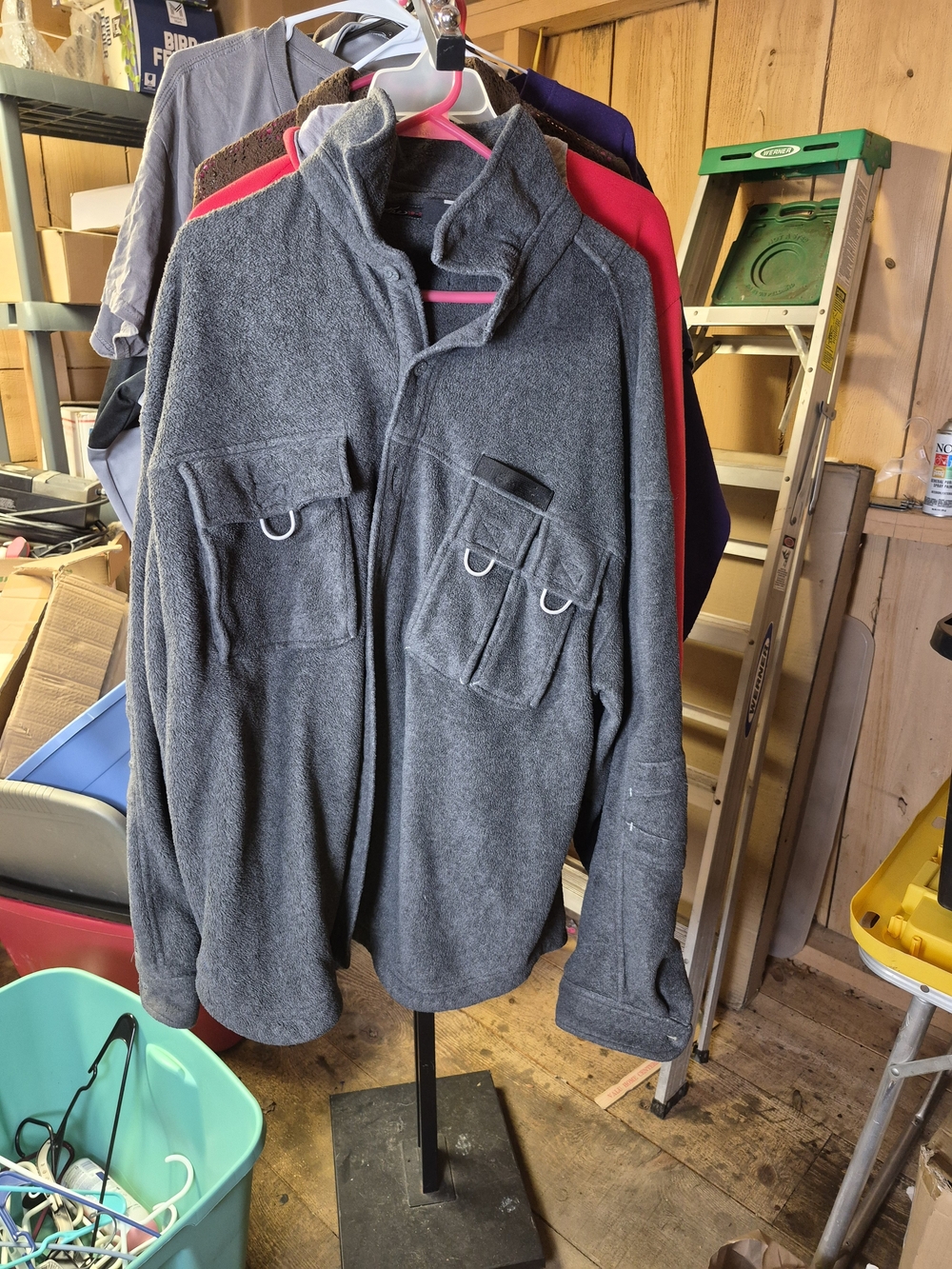 South Pole Men's Dark Gray Fleece Utility Jacket Bin 63